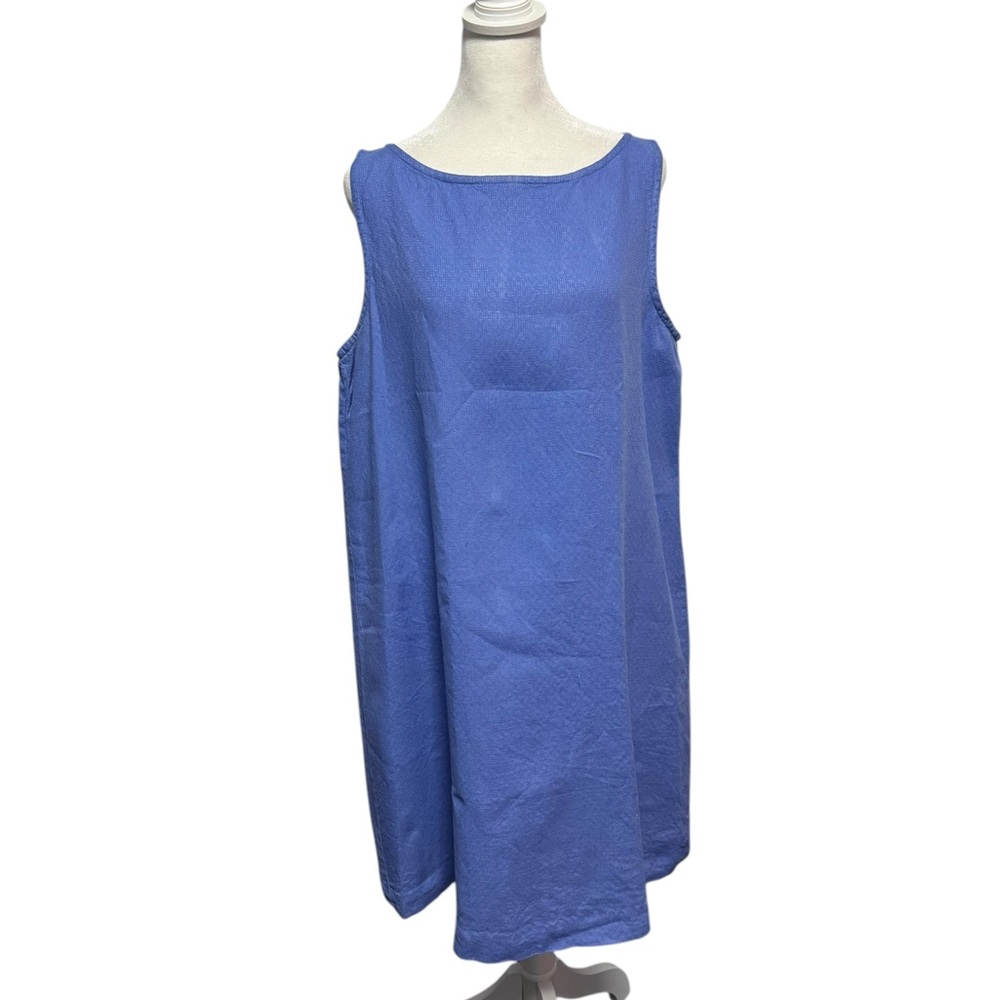 Eileen Fisher Pique Linen Tank Dress in Cornflower. Size L. VGUC